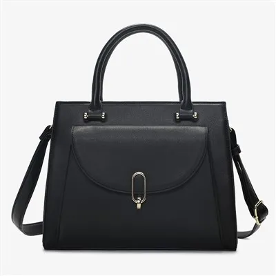 빅 스퀘어 브랜드 크로스 바디 구조의 가죽 토트백